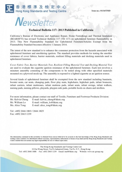 STC, Technical Bulletin published in California,